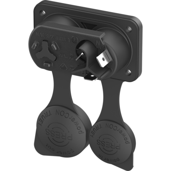 Main product image for Neutrik NAC3PX-TRUE1 PowerCON Waterproof Duplex Male / Female Power In / Out Receptacle with Cap092-323